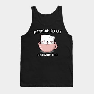 "Caffeine Please" Cat Humor for Coffee Lovers Tank Top